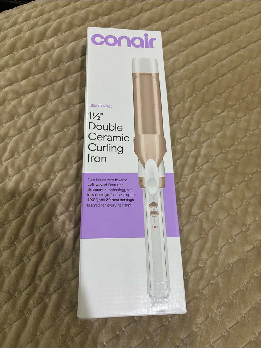Conair 1½" Double Ceramic Curling Iron – White and Rose Gold